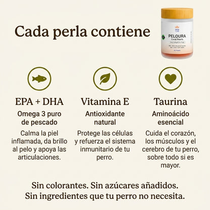 Peloura Omega 3 para Perros — Piel, Pelo y Articulaciones | 60 Chuches