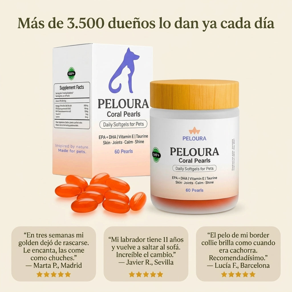 Peloura Omega 3 para Perros — Piel, Pelo y Articulaciones | 60 Chuches