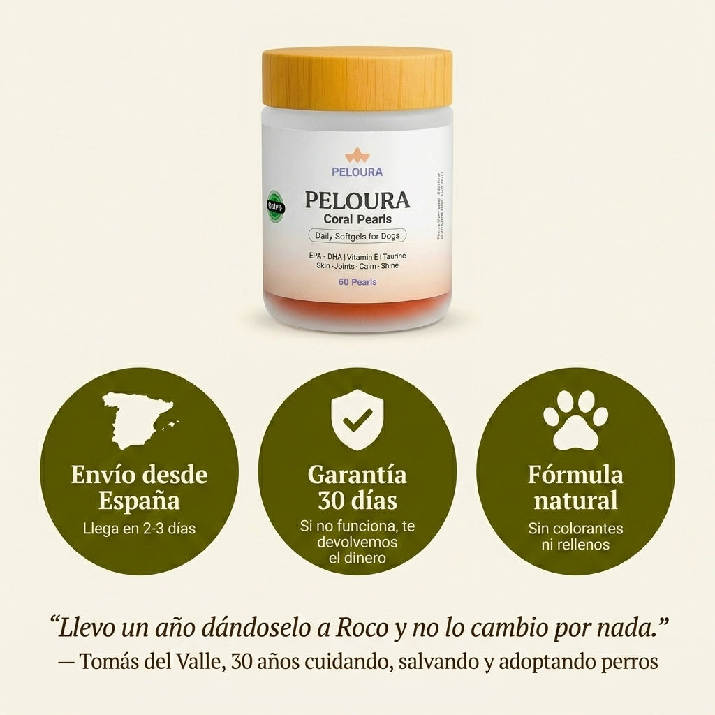 Peloura Omega 3 para Perros — Piel, Pelo y Articulaciones | 60 Chuches