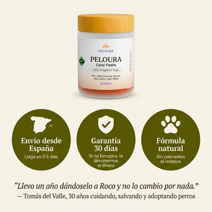 Peloura Omega 3 para Perros — Piel, Pelo y Articulaciones | 60 Chuches